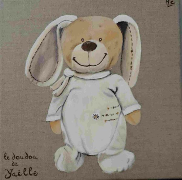 Modèle de tableau Doudou en toile de lin (30 cm x 30 cm)