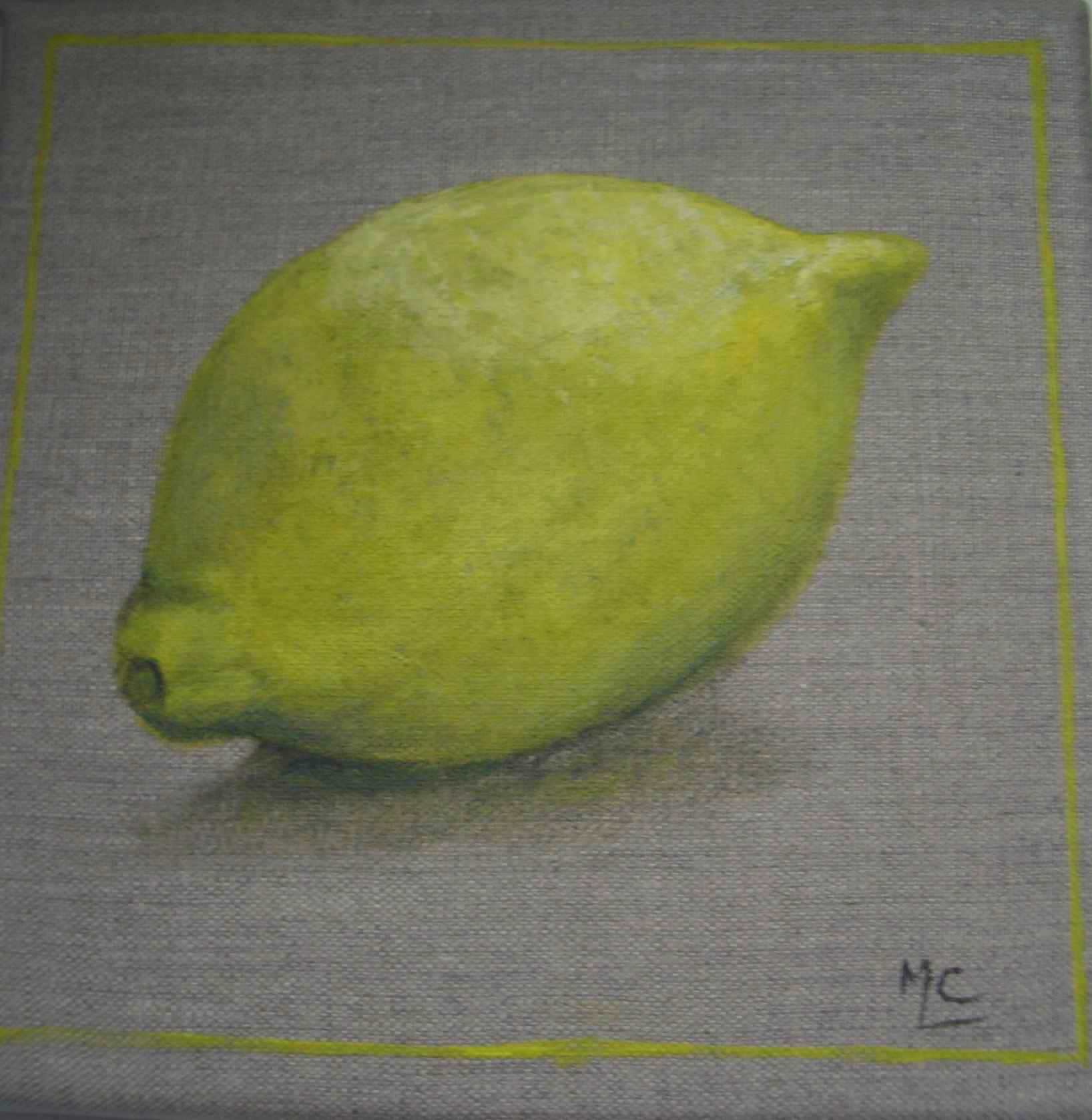 citron peint sur toile de lin