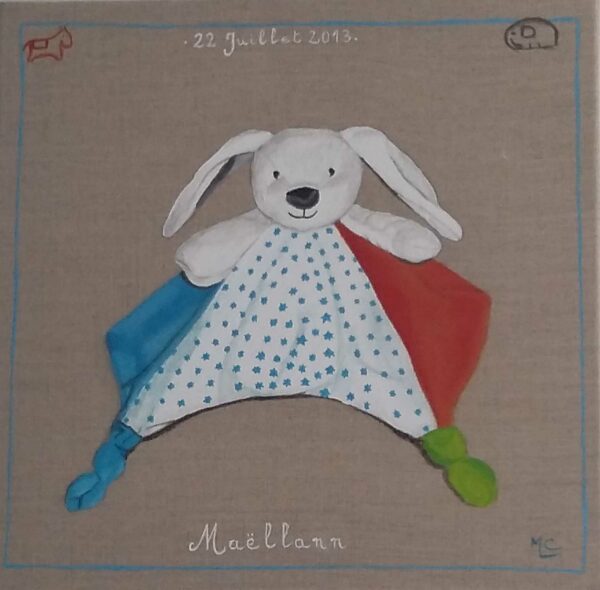 Modèle de tableau Doudou en toile de lin (40 cm x 40 cm) – Image 3