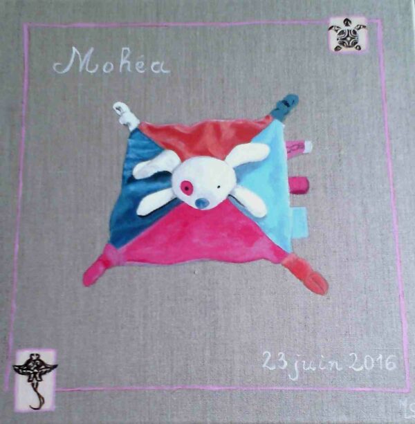 Modèle de tableau Doudou en toile de lin (40 cm x 40 cm) – Image 4